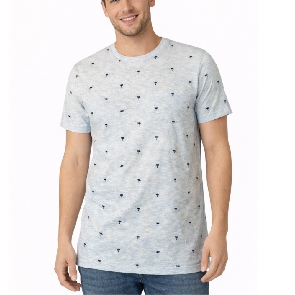 Denim & Flower Ricky Singh Palm Tree Graphic White Slim Fit T-Shirt SZ MD